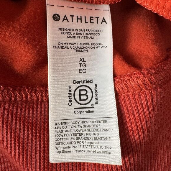 Athleta Womens On My Way Triumph Hoodie Full Zip Sweatshirt Rust Orange Size XL - Picture 7 of 9